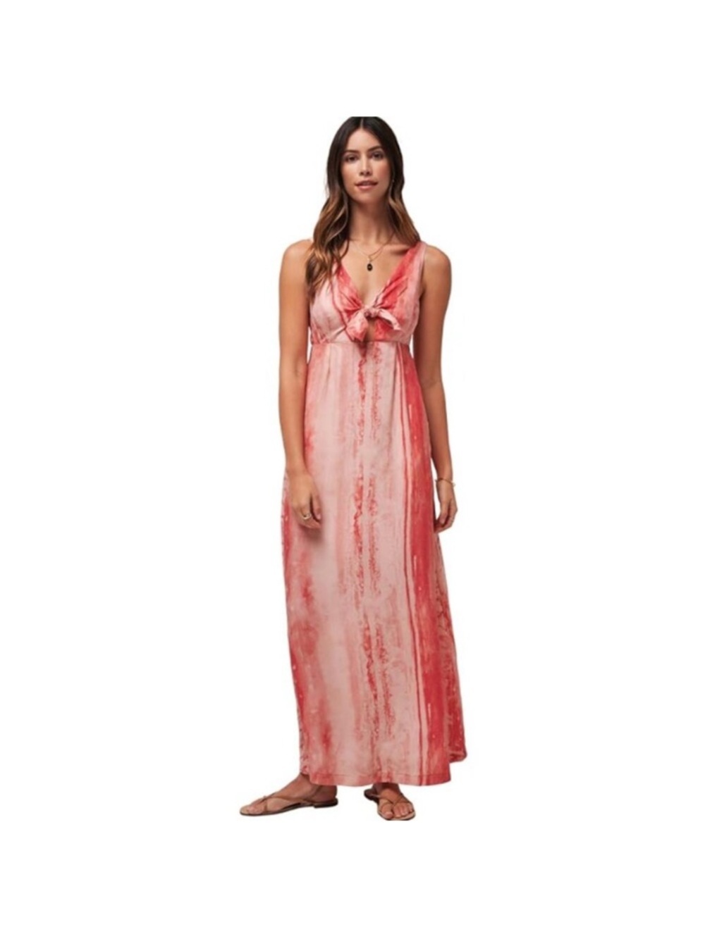 Travis Mathew City to Shore Pink Tie-Front Maxi Dress